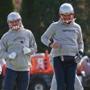 Foxborough, MA - 11/09/2017 - New England Patriots tight end Rob Gronkowski (87) and New England Patriots quarterback Tom Brady (12) at Patriots practice in Foxborough. - (Barry Chin/Globe Staff), Section: Sports, Reporter: Jim McBride, Topic: 10Patriots Practice, LOID: 8.4.4973217.