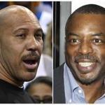 This combination photo shows LaVar Ball, father of UCLA basketball player LiAngelo Ball, left, one of three student players recently arrested in China for shoplifting, and actor LeVar Burton, who is being mistaken for Ball by some supporters of President Donald Trump. Trump tweeted that Ball was an ?ungrateful fool? for not being more appreciative of presidential intervention in LiAngelo Ball?s case. Some of the president?s followers in turn attacked Burton on Twitter, with one calling him a ?has been actor with a thief for a son.? (AP Photo/File)