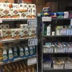 The Newton Food Pantry stocks its shelves with household cleaning and personal hygene products. 