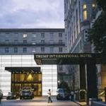 The entrance to the Trump International Hotel in Washington, one of the Trump properties in which a lawsuit alleges the president benefits financially against an obscure part of the constitution.