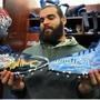 Foxborough-11/29/17- The Patriots held practice at their facility at Gillette Stadium. The custom football cleats that will be worn by Lawrence Guy during Sunday's game that brings attention to the tragic shooting in Las Vegas .John Tlumacki/Globe Staff(sports)