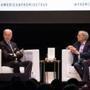 Joe Biden spoke on stage with journalist and former NBC Nightly News anchor Tom Brokaw at the Wilbur Theater on Monday.