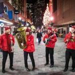 The Downtown Boston Business Improvement District?s Dixieland band at Downtown Crossing.