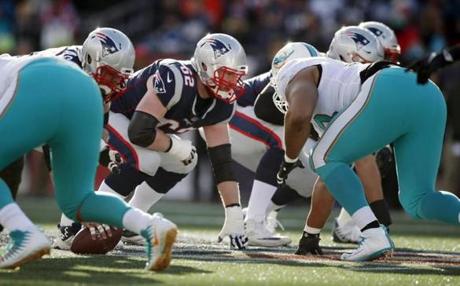 Guard Joe Thuney and the Patriots defeated the Dolphins on Nov. 26. 
