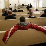 Defendants waited during weekly drug court at Chelsea District Court.