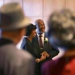 Barbara and John Brown of Mattapan, married 53 years, posed for a photo Tuesday at the Four Seasons.