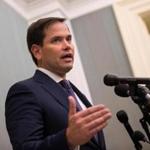 WASHINGTON, DC - SEPTEMBER 26: Sen. Marco Rubio (R-FL) takes questions from reporters about the relief effort in Puerto Rico following Hurricane Maria, September 26, 2017 at the U.S. Capitol in Washington, DC. Over 3 million people are still without power on the island following the damage from Hurricane Maria. (Photo by Drew Angerer/Getty Images)