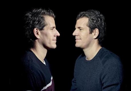 Cameron (left) and Tyler Winklevoss, best known for their legal battle with Mark Zuckerberg over ownership of Facebook, bet big on bitcoin with their money from the settlement.
