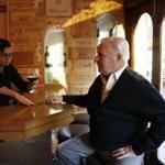 Bartender Leo Rodriguez serves Mike Tirella a glass of wine at Trattoria il Panino in the North End. 
