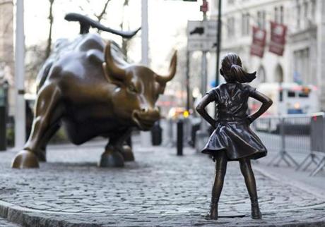 State Street?s Fearless Girl statue faces down Wall Street?s charging bull in New York. The statue made the financial services company?s brand synonymous with fighting for equal treatment of women.
