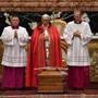 Pope Francis (center) attended the funeral mass of cardinal Bernard Law at St Peter's basilica in Vatican.