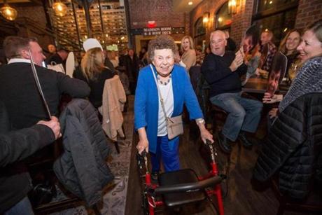 12/27/2017 QUINCY, MA Doris Prendiville (cq) was the guest of honor during a party held for her at Alba in Quincy. Doris was injured during a mugging before Thanksgiving. (Aram Boghosian for The Boston Globe)
