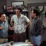 Newman (Wayne Knight), left, and Kramer (Michael Richards), center, explain their new idea of bringing a rickshaw business to New York City to Jerry (Jerry Seinfeld) in this scene from a 1998 episode of NBC's hit sitcom 