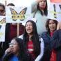Mandatory Credit: Photo by EUGENE GARCIA/EPA-EFE/REX/Shutterstock (9300333h) People protest the inaction of congress on the Deferred Action for Childhood Arrivals program (DACA) at the Federal Building in Los Angeles, California, USA, 22 December 2017. Dozens of immigrant rights activists, families and youth protected by the Deferred Action for Childhood Arrivals program (DACA) protest against congress for not passing a clean Dream Act. Protest against US Congress failure to pass Dream Act in Los Angeles, USA - 22 Dec 2017