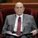 FILE - This April 1, 2017, file photo shows Thomas M. Monson, president of the Church of Jesus Christ of Latter-day Saints, at the two-day Mormon church conference in Salt Lake City. Monson, the 16th president of the Mormon church, has died after nine years in office. He was 90. (AP Photo/Rick Bowmer, File)