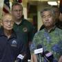 Vern Miyagi (left), the Hawaii Emergency Management Agency administrator, and Hawaii Governor David Ige addressed the media on Saturday. 