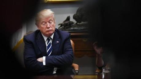 President Donald Trump attends a meeting on potential changes to the federal prison system last week in the District of Columbia. In the wake of a new book, he also spent last week defending his capabilities on Twitter. Must credit: Washington Post photo by Matt McClain
