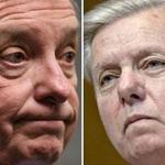Senators Richard Durbin (left), a Democrat, and Lindsey Graham, a Republican, have worked on a deal linking immigration to a spending bill.
