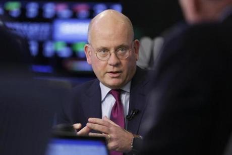 General Electric Chairman and CEO John Flannery is interviewed on the floor of the New York Stock Exchange, Tuesday, Nov. 14, 2017. Flannery said the company is weighing the future of its transportation, industrial, and lighting businesses so that it can focus more intently on its most profitable divisions. (AP Photo/Richard Drew)
