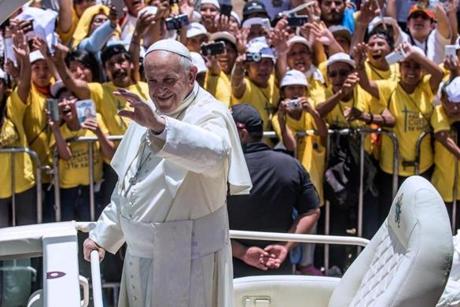 Pope Francis arrived at a beach near Iquique, Chile, on Jan. 18.
