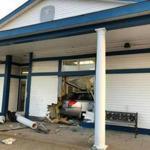 A Subaru crashed into the Main Street Post Office in Buzzards Bay, police said.