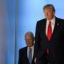 President Donald Trump arrived on stage followed by Founder and Executive Chairman of the World Economic Forum (WEF) Klaus Schwab in Davos Friday.