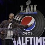 Justin Timberlake answered questions during a news conference for the NFL Super Bowl 52 football game halftime show.