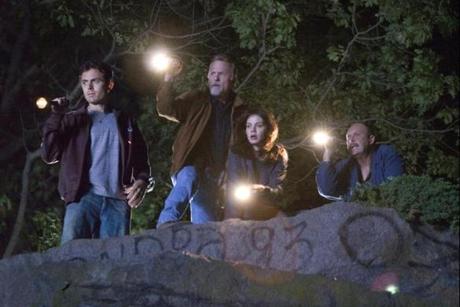 From left: Casey Affleck, Ed Harris, Michelle Monaghan, and John Aston in the 2007 film version.
