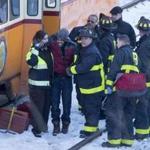 Firefighters helped injured passengers off of a Mattapan high-speed trolley after it crashed near Cedar Grove Station on Dec. 29. 
