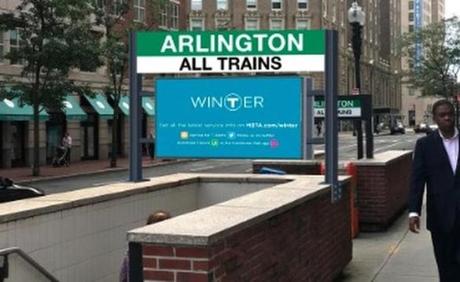 This handout image shows the type of outdoor digital billboard proposed for Arlington and several other T stations.
