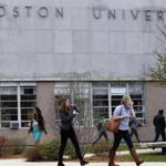 Students walked across the campus of Boston University.