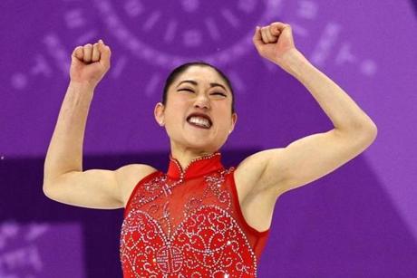 Mirai Nagasu celebrated Monday after her historic performance, in which she landed a rare triple axel.
