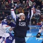 GANGNEUNG, SOUTH KOREA - FEBRUARY 16: Ryan Donato #16 of the United States celebrates after his second goal against Slovakia during the Men's Ice Hockey Preliminary Round Group B game at Gangneung Hockey Centre on February 16, 2018 in Gangneung, South Korea. (Photo by Jamie Squire/Getty Images)