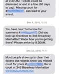 An example of the text message reminders used by courts in New York City.