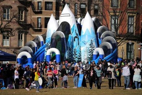 Boston, MA - 02/21/18 - Thousands enjoyed a record high temperature day at the annual Boston Parks and Recreation Department Children's Winter Festival on Boston Common. (Lane Turner/Globe Staff) Reporter: (Cristela Guerra) Topic: (22winterfest)
