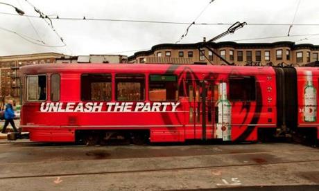 A liqour ad engulfed a Green Line train before former Mass. governor Deval Patrick took office. 
