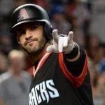 PHOENIX, AZ - AUGUST 27: J.D. Martinez #28 of the Arizona Diamondbacks points after hitting a solo home run in the eighth inning against the San Francisco Giants at Chase Field on August 27, 2017 in Phoenix, Arizona. (Photo by Jennifer Stewart/Getty Images)