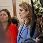 White House communications director Hope Hicks (right) at the White House earlier this month.