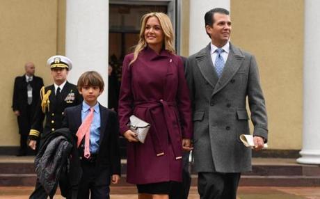 Donald Trump Jr., (right) along with his wife and son. 
