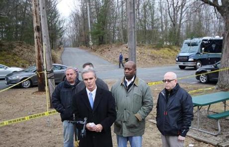 Worcester District Attorney Joseph D. Early Jr.  spoke on the death Sara Bermudez and her three children, outside of her home on Saturday. 
