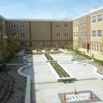 5.0.2423321273_Regional_02sonorth The outside courtyard at the new Plymouth North High School in Plymouth, Mass., Saturday, August 25, 2012. (Robert E. Klein for the Boston Globe)