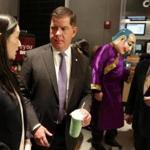 The mayor was on hand Tuesday for the reopening of a modernized McDonald?s at Downtown Crossing.