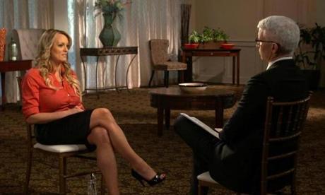 Stormy Daniels (left) spoke during a pretaped interview that aired Sunday on ?60 Minutes.?
