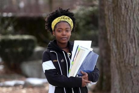 Jasmine Cardichon, 18, of Mattapan, a senior at Latin Academy, hedged her bets by applying to 19 schools.

