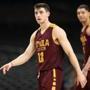 SAN ANTONIO, TX - MARCH 30: Clayton Custer #13 of the Loyola Ramblers looks on during practice before the 2018 Men's NCAA Final Four at the Alamodome on March 30, 2018 in San Antonio, Texas. (Photo by Ronald Martinez/Getty Images)