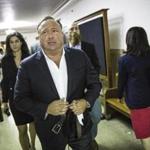 Alex Jones in a Texas court in April 2017, when he faced a different defamation lawsuit.