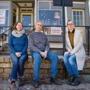 WISCASSET, ME - APRIL 5: Wiscasset business owners Stacy Linehan of Treats Bakery, James Kochan of James Kochan Fine Art and Antiques and Erika Soule of Rock Paper Scissors sit outside Soule?s shop on Thursday, April 5, 2018 . The Maine Department of Transportation?s plan to eliminate on-street parking in the town, in order to widen the travel lanes and reduce bottlenecks during the summer tourist season, is being met by opposition by the three owners. (Carl D. Walsh for The Boston Globe)