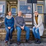 WISCASSET, ME - APRIL 5: Wiscasset business owners Stacy Linehan of Treats Bakery, James Kochan of James Kochan Fine Art and Antiques and Erika Soule of Rock Paper Scissors sit outside Soule?s shop on Thursday, April 5, 2018 . The Maine Department of Transportation?s plan to eliminate on-street parking in the town, in order to widen the travel lanes and reduce bottlenecks during the summer tourist season, is being met by opposition by the three owners. (Carl D. Walsh for The Boston Globe)