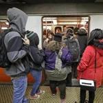 BOSTON, MA - 1/25/2018:Waiting to board the train with no space inside... The Orange Line morning commute on the MBTA heading inbound. (David L Ryan/Globe Staff ) SECTION: METRO TOPIC 26crowding