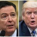 Fired FBI director James Comey (left) and President Donald Trump.  